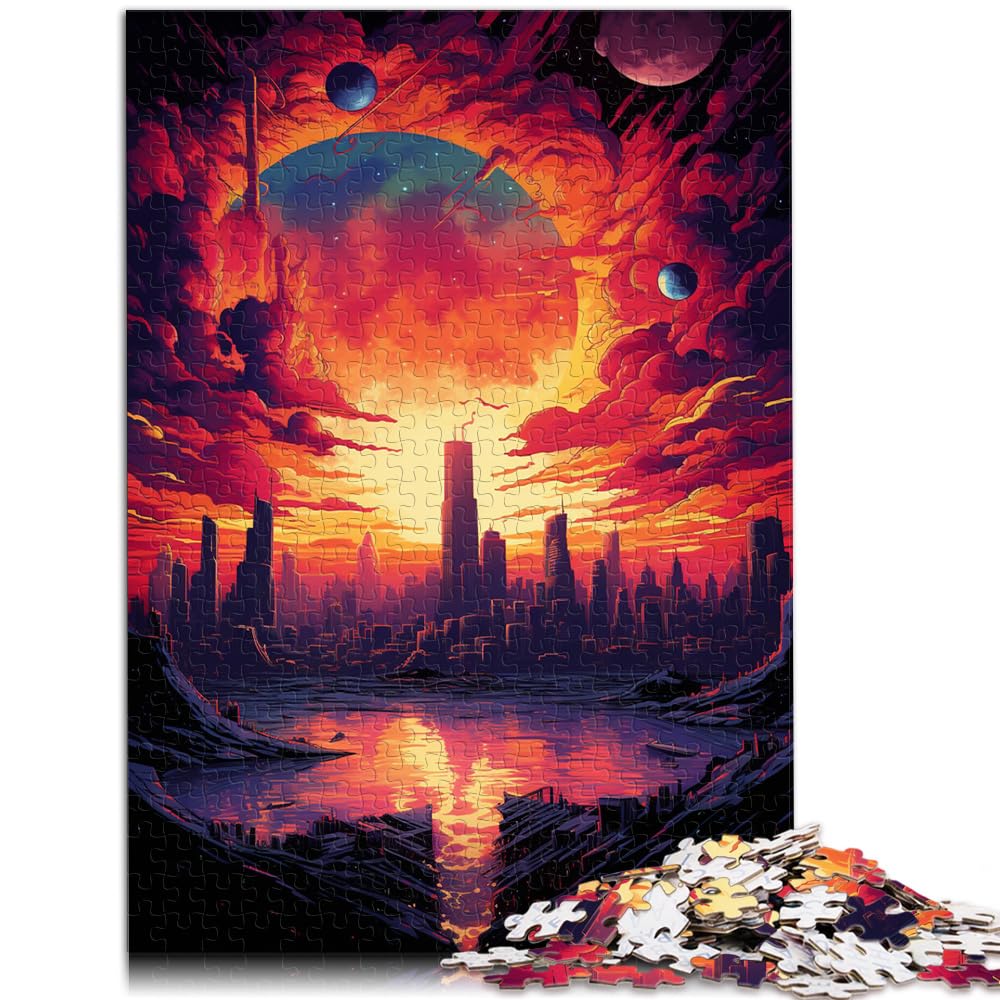 Puzzle | Puzzles psychedelische Skyline von New York für Erwachsene, 1000-teiliges Puzzle, Holzpuzzle, Familienaktivität, Lernspiele, 1000 Teile (50 x 75 cm)