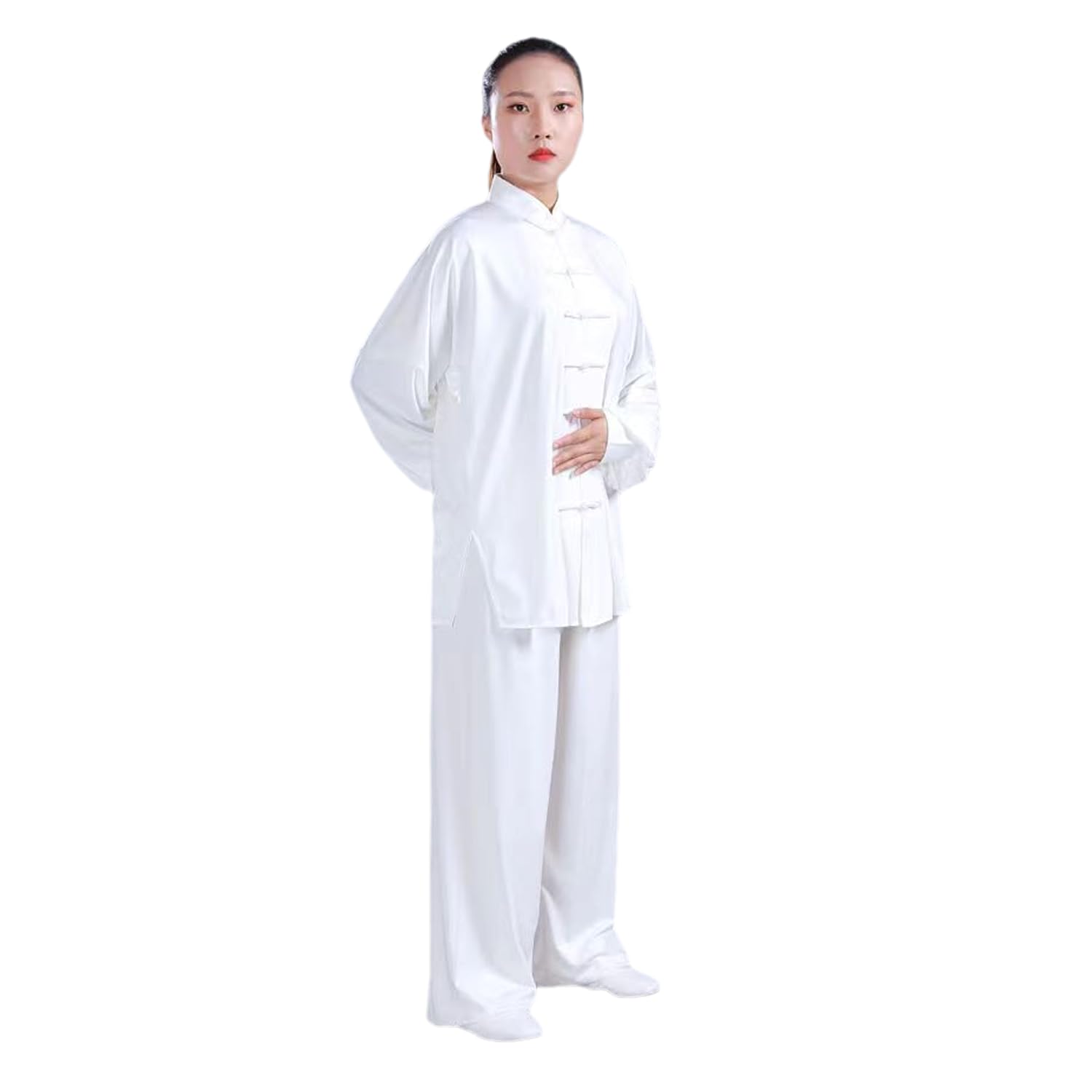 WLLKIY 2KEY Kampfsportbekleidung | Traditionelle chinesische Uniformen für Tai Chi und Wing Chun | Unisex Kostüm aus Milchseide | Leichte Kostüme für Meditation & Qigong,B-M