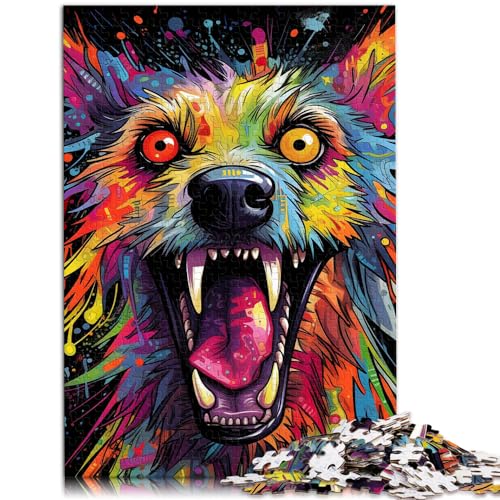 Psychedelisches Puzzle „Die Hyäne“ für Erwachsene, 1000-teiliges Puzzle, Holzpuzzle, Familienspiel zum Stressabbau, schwieriges Herausforderungspuzzle, 1000 Teile (50 x 75 cm)