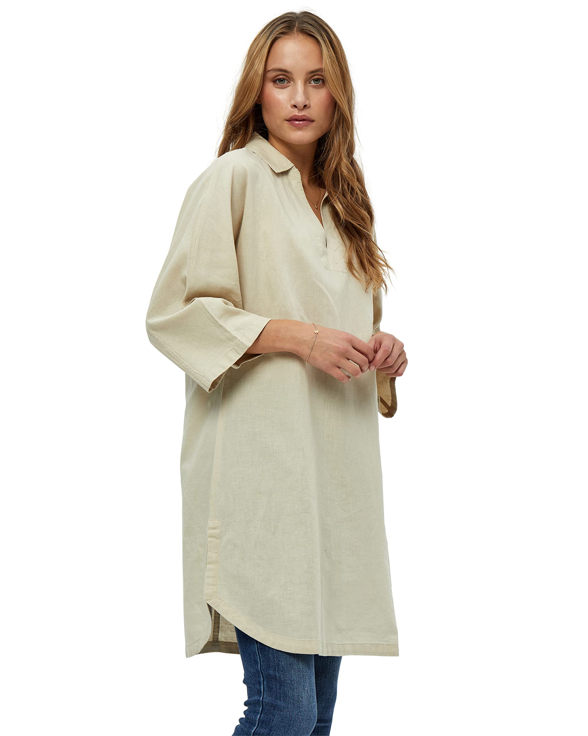 Peppercorn Damen Elby Leinen-Tunika, Warmer Sand, Medium