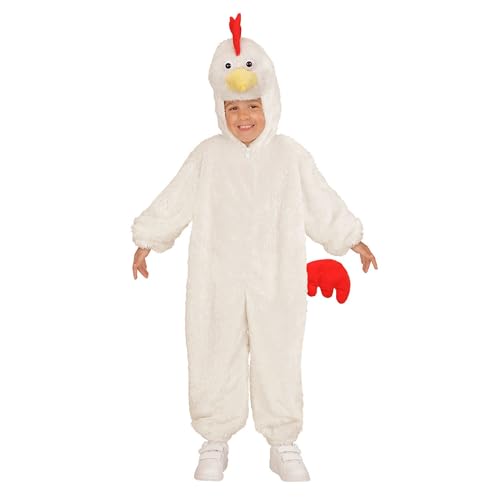 "CHICKEN IN SOFT PLUSH" (hooded jumpsuit with mask) - (98 cm / 1-2 Years)