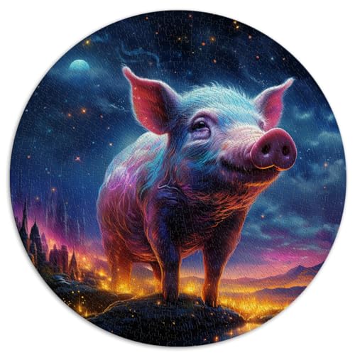 Puzzle für Sternenhimmel, rosa Schwein, schwieriges, anspruchsvolles Puzzle, 1000 Teile, 26,5 x 26,5 Zoll, Puzzle, Lernspiele, Geschenkspielzeug