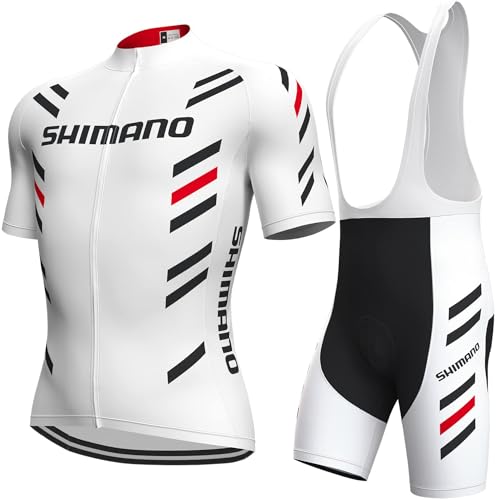 Fenovel Fahrradtrikot, Herren Fahrradanzug, Schnell Trocknender Und Atmungsaktiver Radsportanzug, 19D Gepolsterte Hosenträger Shorts (White, M)