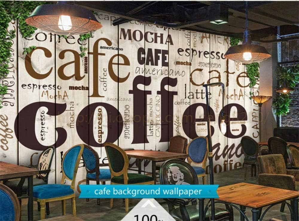 Kaffee-Alphabet-Holzbrett 3D Tapete Poster Restaurant Schlafzimmer Wohnzimmer Sofa TV Dekorative Wand-400cm×280cm