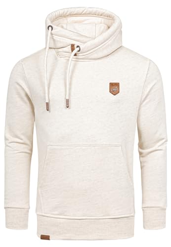 Amaci&Sons Herren Kapuzenpullover Basic Kontrast Sweatjacke Pullover Hoodie Sweatshirt 4072 Beige M