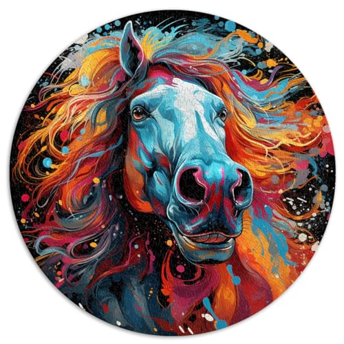 Puzzles Gift Horse, farbenfrohes 1000-teiliges Großpuzzle für Erwachsene, 26,5 x 26,5 Zoll, und das Puzzle mit passendem Poster und Quizblatt