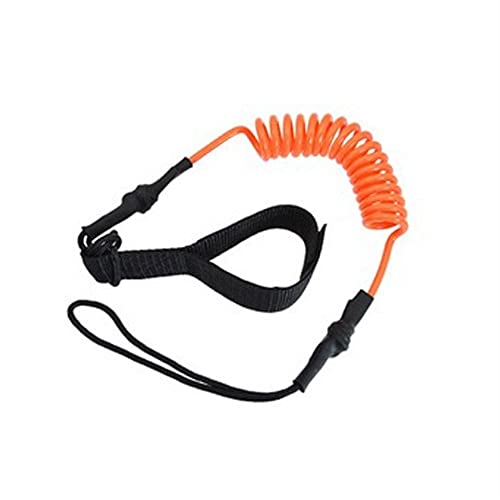 BFVAKBKYT Kajak Paddel Leine, Kajakpaddel, Sicherheitsseilverschluss, elastisches TPU, Anti-Verlust-Board, Flexible Leine, Outdoor-Bootszubehör for Boote, Schiffskanus, dehnbar, aufgerollt(Orange)