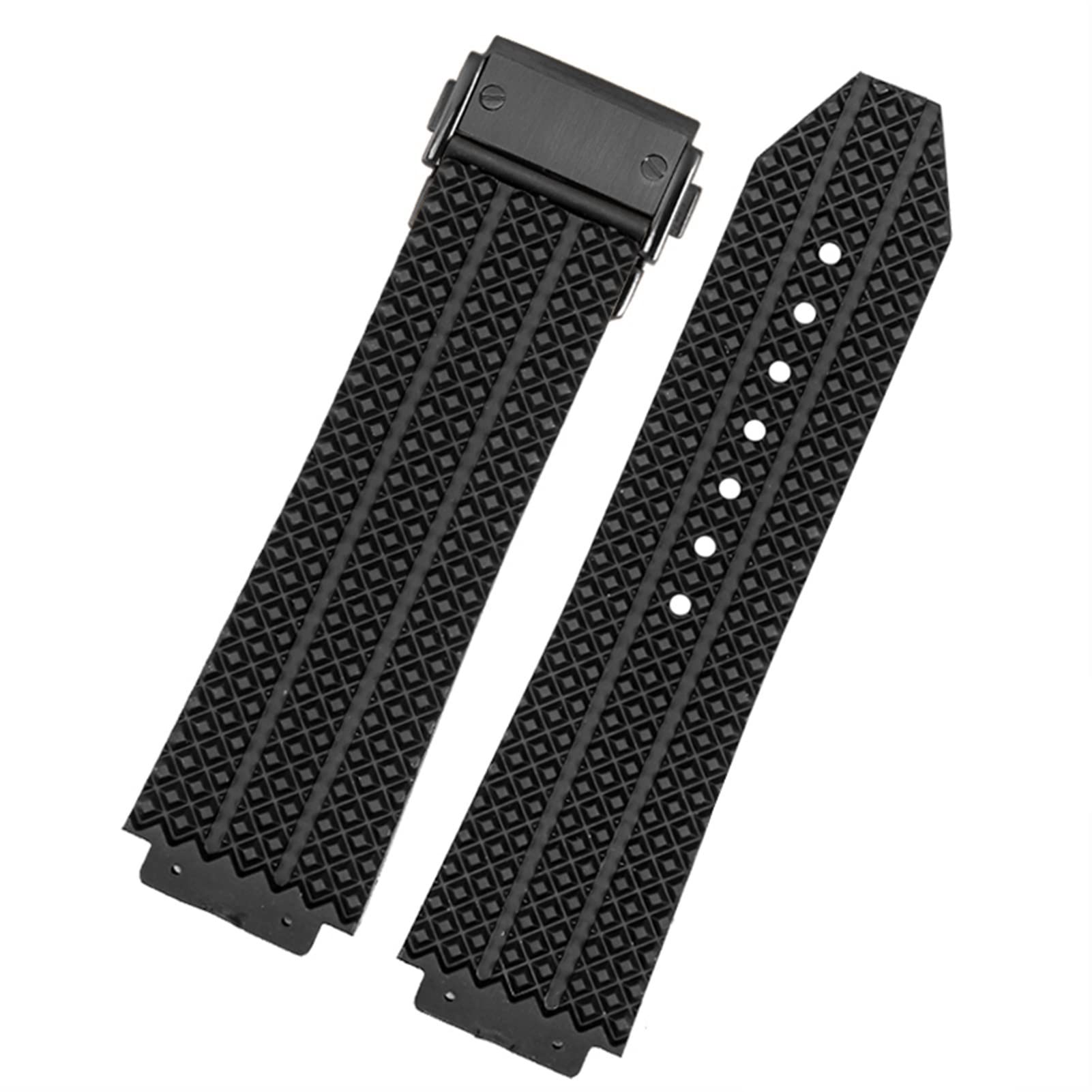 SCRUBY Uhrenarmband für Hublot Big Bang Silikon-Uhrenarmband, 26 mm x 19 mm, 25 mm x 17 mm, wasserdicht, Gummi-Uhrenarmband(2 Black-black,25-17mm)