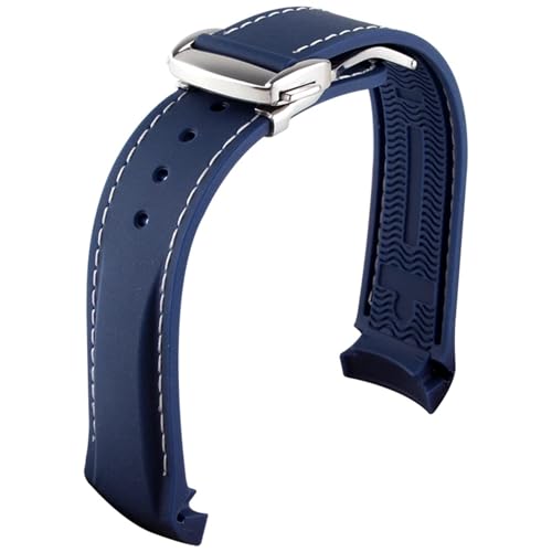 NEYENS Gummi-Uhrenarmband für Omega Seamaster Uhrenarmbänder mit Faltschnalle, 20 mm / 22 mm, gebogenes Ende, Silikon-Armbänder, 21 mm, Achat