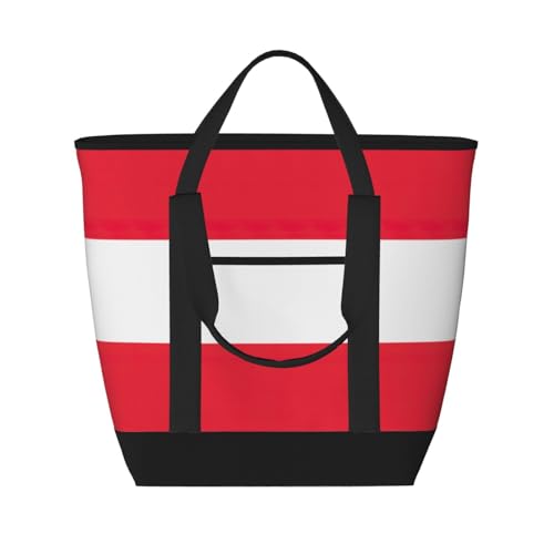 YQxwJL Isolierte Kühltasche mit Österreichischer Flagge, großes Fassungsvermögen, Einkaufstasche, Reisetasche, Strand, wiederverwendbare Einkaufstasche für Erwachsene, Schwarz, Einheitsgröße