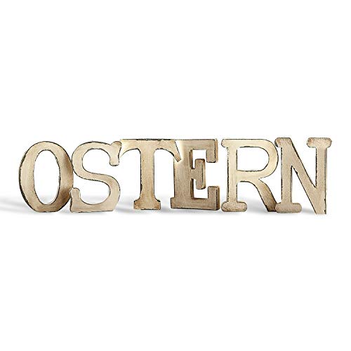 Loberon® Deko-Buchstaben O, Ostern, Osterdeko, MDF, H/B/T ca. 19.5/14/1.8 cm, antikweiß