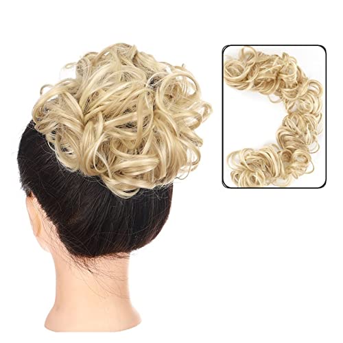 Bun Haarteile DIY Wickel-Pferdeschwanz-Haarknoten for Frauen, synthetischer Chignon, unordentliches elastisches Band, Haarknoten, Haarteil, 89,9 cm, Touseld Curly Wave Brötchen-Haarteil (Color : 24H6