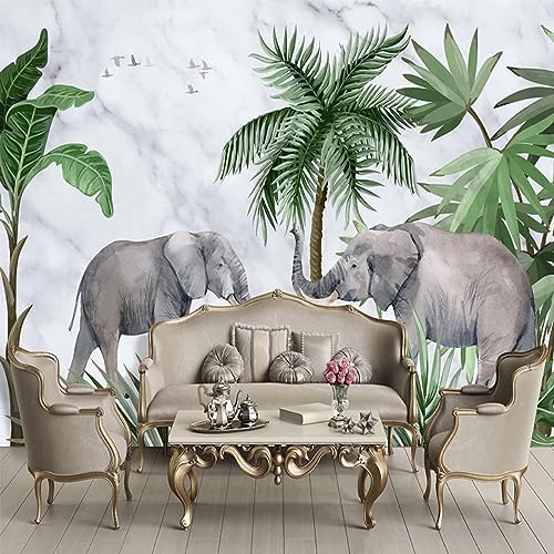 XLMING Tier Elefant Pflanze Wald Wand 3D Tapete Home Dekoration Wohnzimmer Sofa Schlafzimmer Tv Hintergrund Wand-400cm×280cm