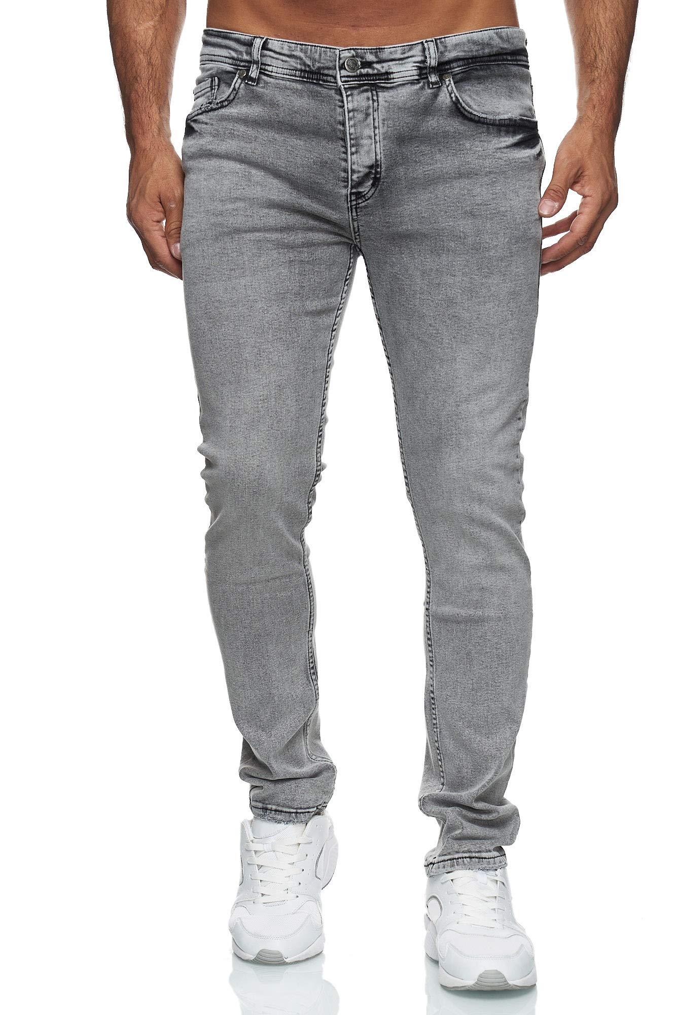 Reslad Jeans-Herren Slim Fit Basic Style Stretch-Denim Männer Jeans-Hose RS-2063 (W32 / L34, Grau (2091))