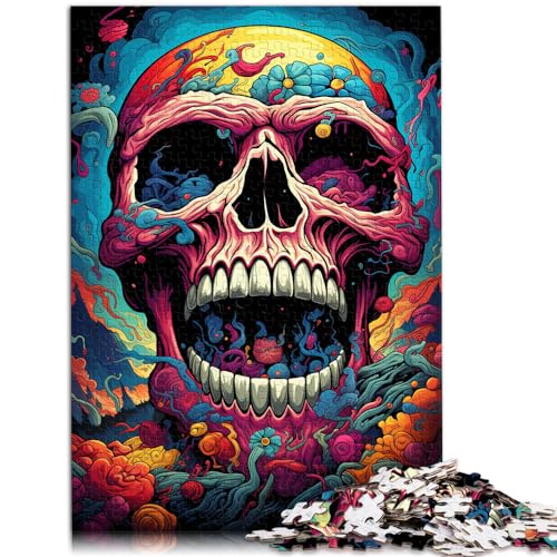 Puzzles Bunter Psychedelischer Totenkopf für Erwachsene 1000 Teile Puzzle Geschenke Holzpuzzle Wanddekoration Einzigartige Geburtstags 1000 Teile (50x75cm)