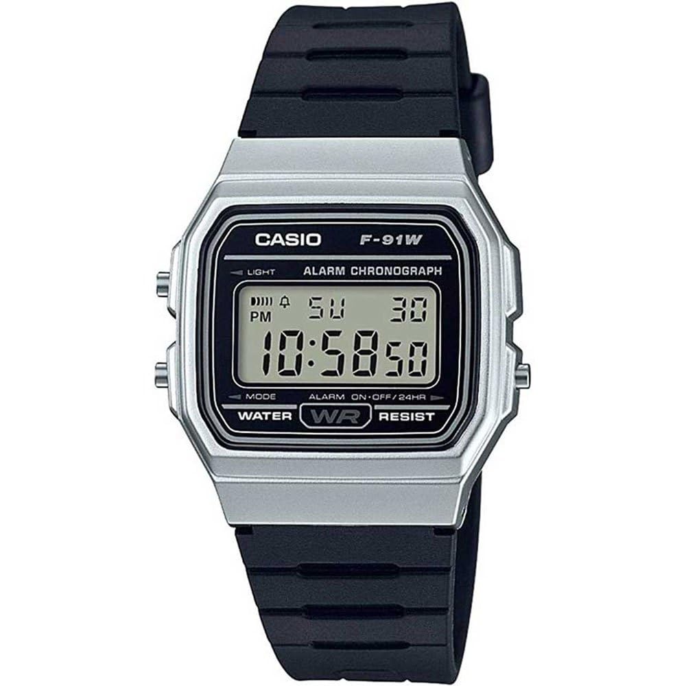 Casio F-91WM-7ADF Unisex Erwachsene-Armbanduhr, Silber