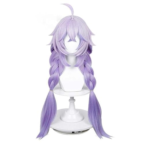 WCCNKK Anime Cosplay Perücke, Honkai Star Rail Bailu Perücke, 85 cm Langes Geflochtenes Haar Mit Violettem Farbverlauf, Mit Perückenkappe, Für Party Alltag Halloween Perücke, Dekorative Accessoires