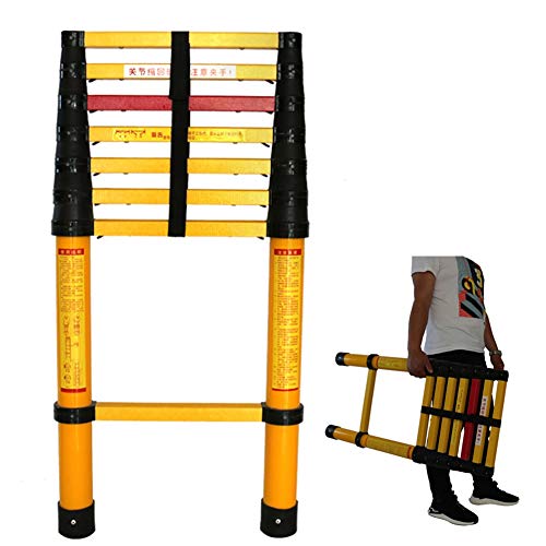 RASOANOA 2 m/10 ft/4 m hohe Mehrzweckleiter, Glasfaser-Teleskopleiterverlängerung, Nicht leitend – tragbare Klappleiter, Tragkraft 150 kg (Größe: 2,5 m/8,2 ft) Star of Light Ambitious