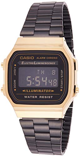 Casio A168WEGB-1B Unisex Collection Black Steel Bracelet Watch