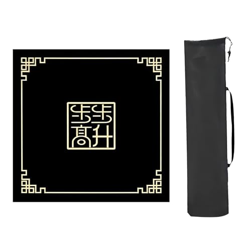 Mahjong Tischmatte,Kachel Spiele Tischabdeckung, Lärmreduzierende Mahjong-Tischmatte, Mahjong-Matte aus Faser und Gummi, vibrationsreduzierendes Mahjong-Pad for Mahjon-Poker(Black,80x80cm (31.49x31.49