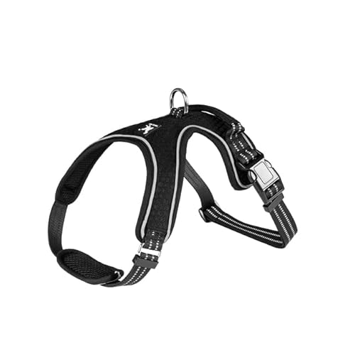 Hundegeschirr, modisch, verstellbar, reflektierend, für den Außenbereich, Mesh-Haustierhalsband für kleine, große Hunde, verschiedene Größen, Schwarz, XL, China