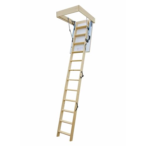 4iQ Group Bodentreppe Gedämmt 90 x 60 cm - Dachbodentreppe U-Wert 1,2 - Dachbodenluke Raumspartreppe Innen - Bodenluke mit Treppe bis zu 150 kg Traglast