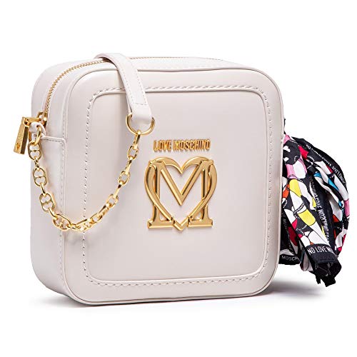 Love Moschino Damen, Borsa a Spalla, Collezione Primavera Estate Schultertasche, Kollektion Frühling Sommer 2021, Weiß, Einheitsgröße