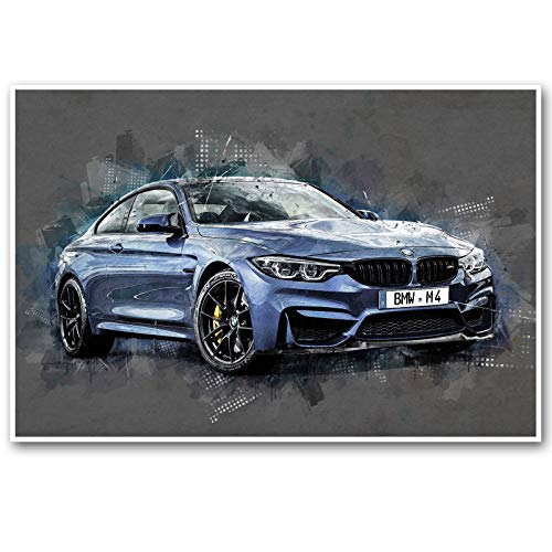 CanvasArts Poster M4 Coupe Street Art - Poster - Auto Artwork kompatibel mit BMW M4 Coupe (80 x 60 cm, Poster)