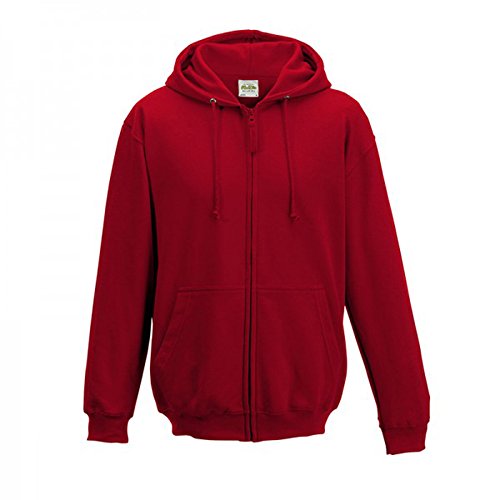 AWDis Herren Kapuzenjacke/Kapuzenpullover/Hoodie mit ReiÃŸverschluss (2XL) (Feuerrot)