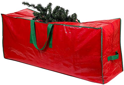 SHATCHI Weihnachtstasche für bis zu 20 m zerlegter künstlicher Weihnachtsbaum, langlebiges wasserdichtes Material, Aufbewahrungsbehälter mit Reißverschluss, mit Tragegriffen, rot, 122 x 40 x 52 cm