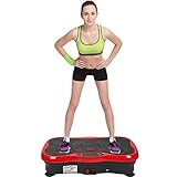 Kedia Fitness Platte Vibrationstrainer, für den Büro-Wohnzimmer, Multi-Funktions mit Bluetooth und USB,Vibrationsplatte Body-Shaper der Eignungs-Ausrüstung (Schwarz+Rot)