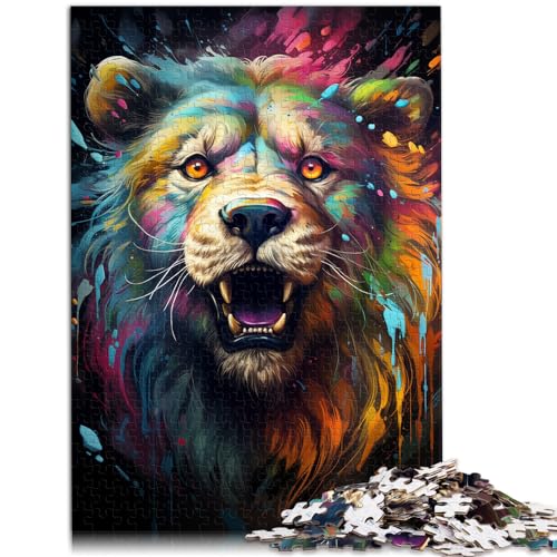 Puzzle zum Malen, farbiger Löwe, 1000 extragroße Teile, Holzpuzzle, einzigartige Geburtstags, 1000 Teile (50 x 75 cm)