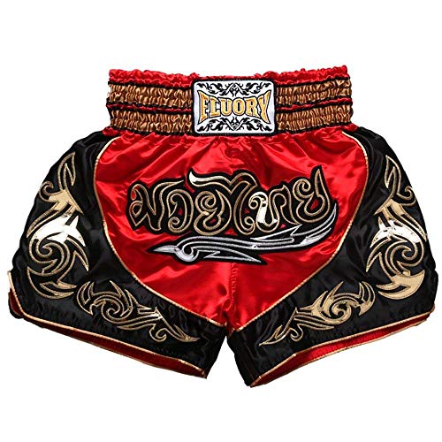 FLUORY Muay Thai Short Hohe Qualität MMA Boxing Shorts Thaiboxhose Kickboxhose Hose Sporthose für Herren Damen Kampfsport Grappling Wettkampf und Training.