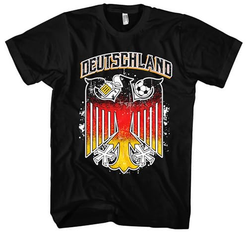 Deutschland Herren T-Shirt | Deutschland Flagge Tshirt Germany Fußball Deutschland Trikot Deutschland Shirt EM WM | M7 Schwarz (4XL)