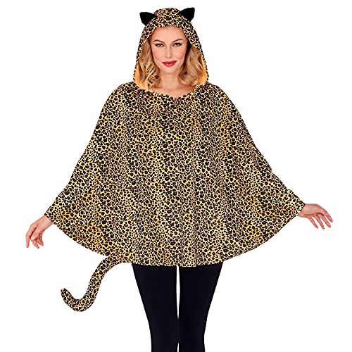 Widmann 48157 - Kostüm Leopard, Poncho mit Kapuze, Einheitsgröße für Erwachsene, Karneval, Mottoparty