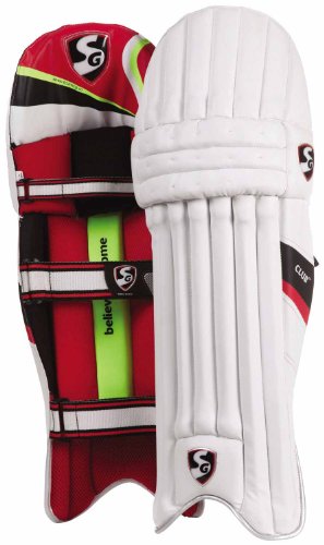 SG Club Cricket Batting Legguard (Color: White, Size Youth RH) | for Mens & Boys | Suitable for Right Hand Players | Material: PVC | High-Density Schwamm Filled Bolster | Cashmilon Filled