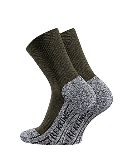 TippTexx24 Trekkingsocken, 2 Paar Trekkingsocken-Wandersocken, Coolmaxsocken (39/42, oliv)