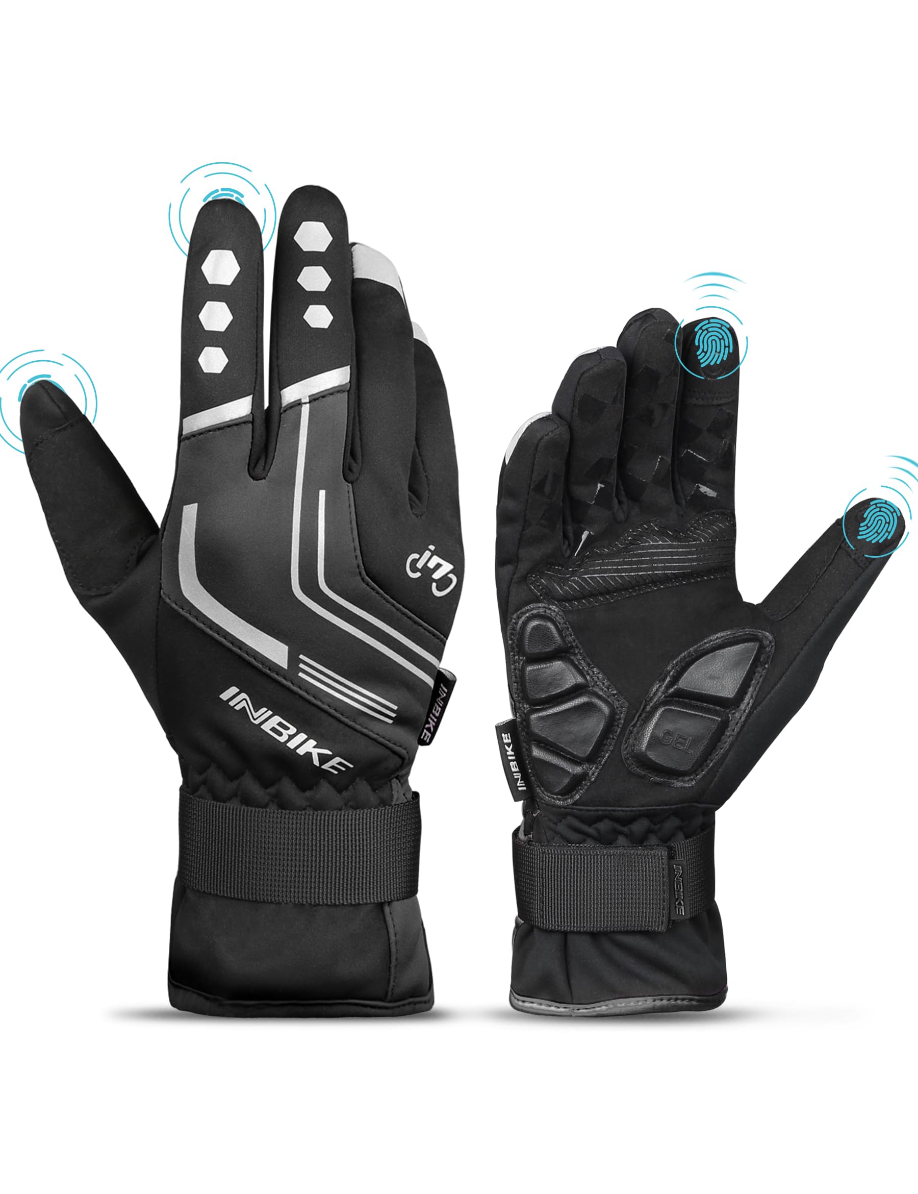 INBIKE Winterhandschuhe Fahrrad MTB Handschuhe Herren Damen Winter Touchscreen Fahrradhandschuhe Beheizbar für Radsport Road Race Downhill Wandern Schwarz XXL