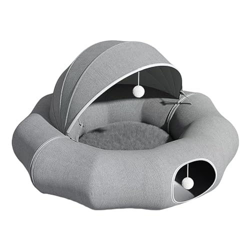 Katzentunnelbett, Katzentunnel mit Katzenbett für Indoor-Katzen, abnehmbares Donut-Design, Katzenspielplatz-Spielzeug, ansprechendes Haustier-Spiel-Tunnel-Spielzeug, perfekt für Katzen, Kätzchen, für