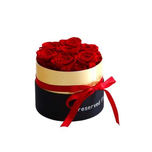 HVVENTY Romantische Ewige Rose der Stufe A in Box, Geschenke für Ehefrau, Echte Rose, Konservierte Blumen, Geschenkset, Heimdekoration, Valentinstag, Hochzeit – Langlebig