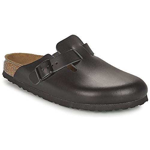 Birkenstock Unisex-Kinder Boston Leather Clogs, Schwarz, 37 EU