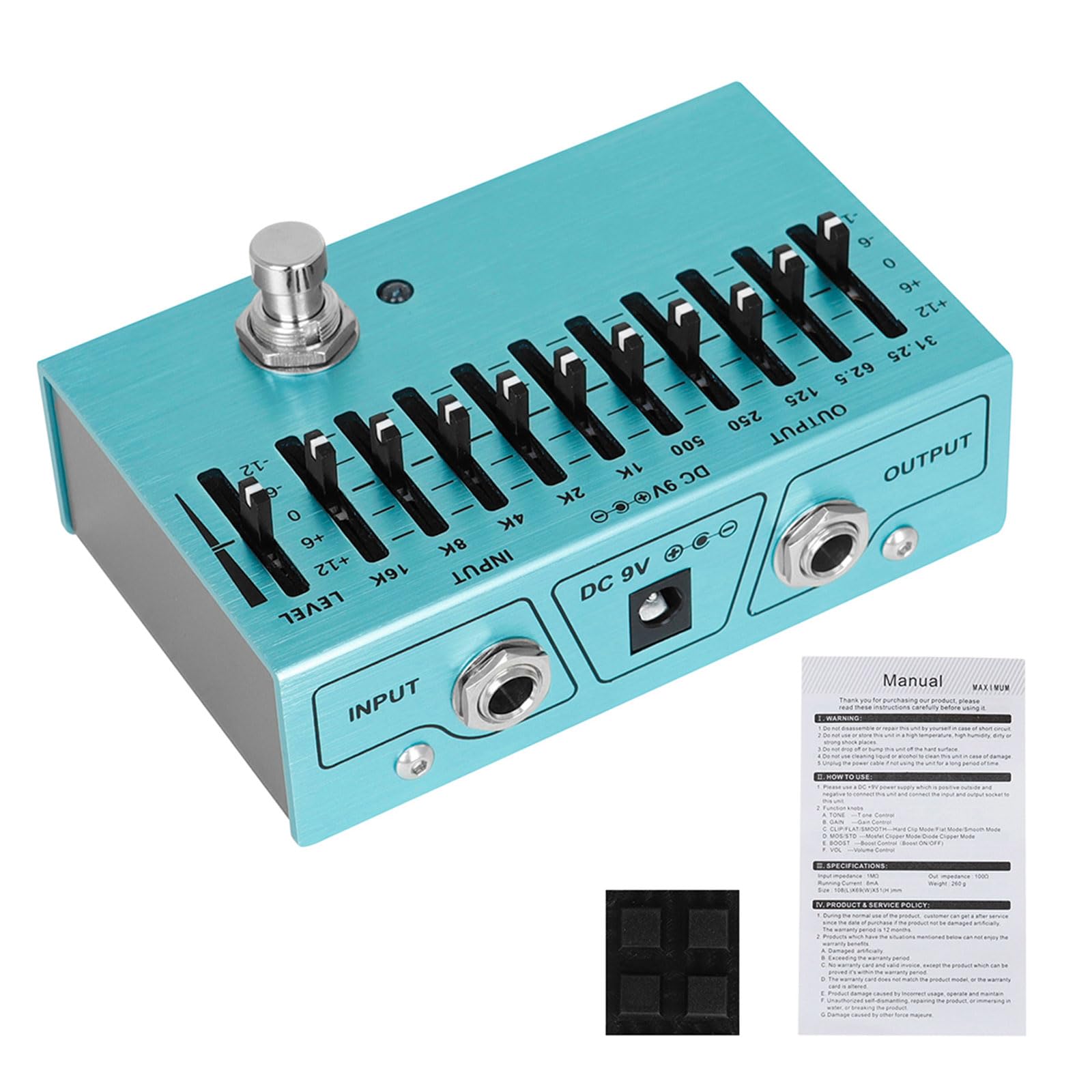 Professioneller 10-Band-Equalizer-Pedal, Equalizer, breite Frequenzsteuerung, tragbares Equalizer-Gerät, Legierung, Textur für Gitarre