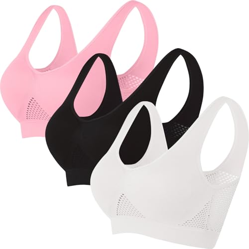 3er-Pack Sport BH Damen Ohne Buegel Push up Yoga Sports BH Klassische Bustier Soft Bequemer Bralette Fitness Dessous Crop Top für Alltag Fitness Sport Outdoor