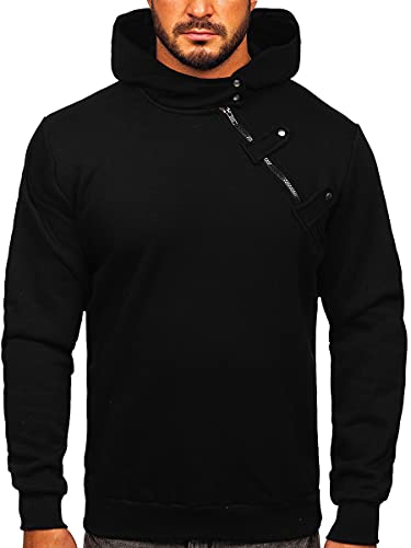 BOLF Herren Kapuzenpullover Hoodie Sweatshirt mit Kapuze Pullover Pulli Langarmshirt Freizeit Sport Fitness Outdoor Casual Style 06 Schwarz XXL [1A1]