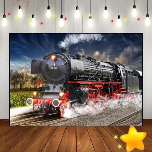 alt dampf lok otive Baby Party Banner Foto Dekoration Geburtstag Jahrgang Bahnhof Fotografie kulissen Party Studio 210X150cm