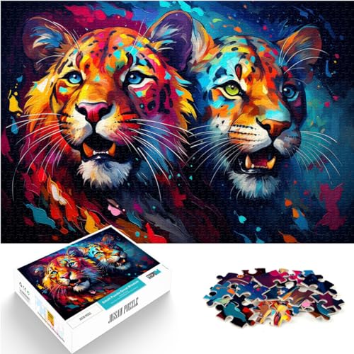 Spiel-Geschenk-Puzzle, bunter süßer Gepard für Erwachsene, 500 Teile, Puzzle-Geschenke, Holz-Puzzle, Familienaktivität, Puzzle, Lernspiele, 500 Teile (38 x 52 cm)