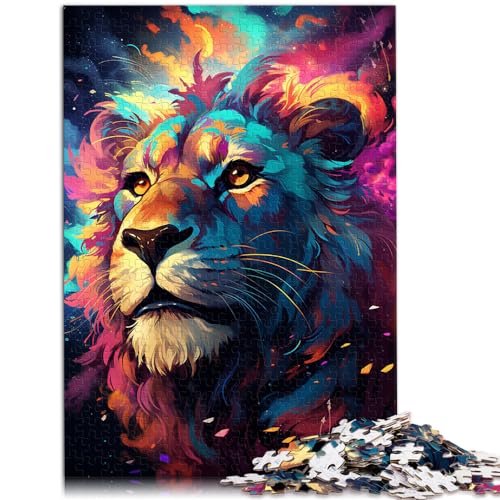 Puzzles, Farbmalerei, Löwe, 1000-teiliges Puzzle für Erwachsene, Holzpuzzle, jedes Teil ist einzigartig – anspruchsvolles, unterhaltsames Familienspiel, 1000 Teile (50 x 75 cm)