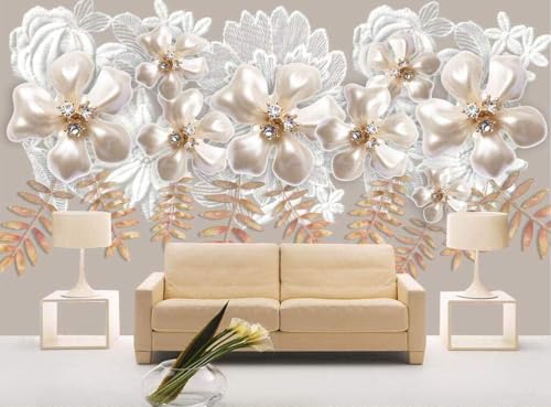 Cubic White Diamond Blume 3D Tapete Poster Restaurant Schlafzimmer Wohnzimmer Sofa TV Dekorative Wand-400cm×280cm