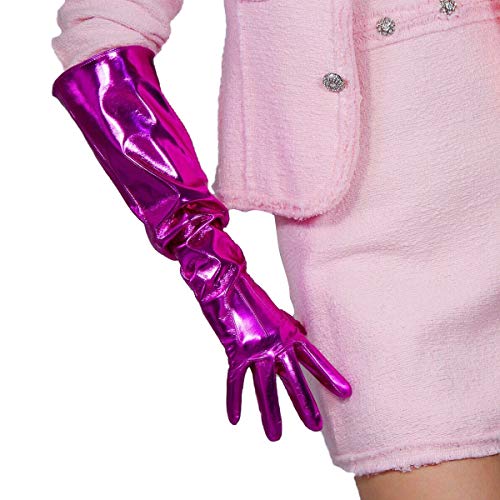 DooWay Damen Lange Lederhandschuhe Breite Ausgestellte Ärmel Ellenbogen Länge Cosplay Kleid Opera Club Party Handschuhe, Rosarot, Medium