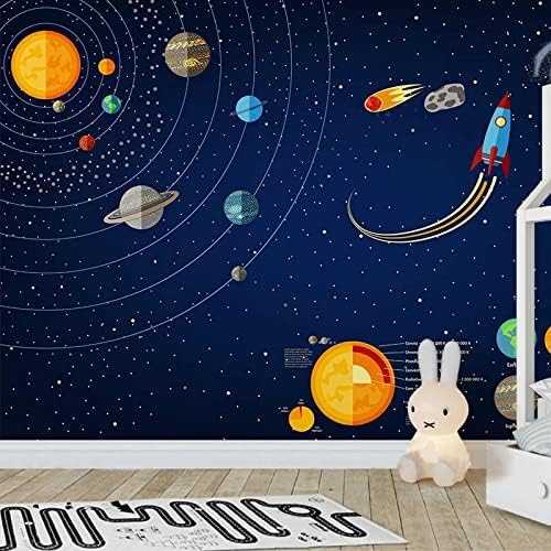 XLMING Handgezeichnete Planeten Des Universums Küche Esszimmer Arbeitszimmer Wohnzimmer TV Hintergrund Wand 3D Tapete-430cm×300cm